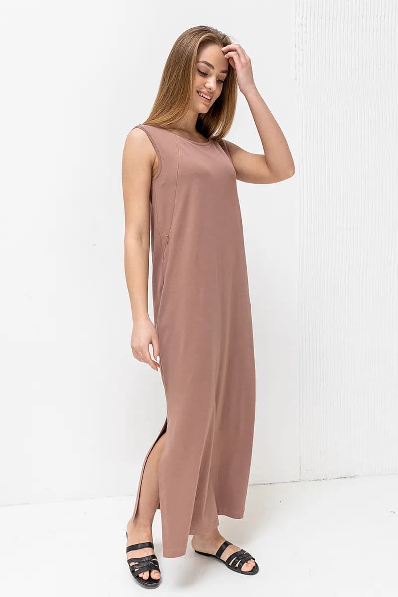 Сукня для вігітних і годування S-XL Юла мама MILA DR-23.081 -коричневий фото 4