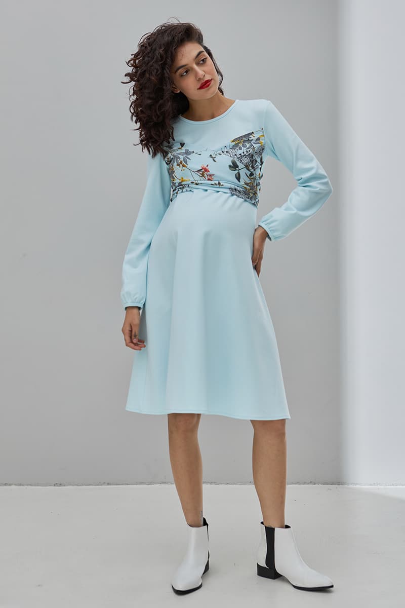 Сукня для вагітних та годування S-XL Юла мама MAGNOLIA DR-30.092 -блакитний