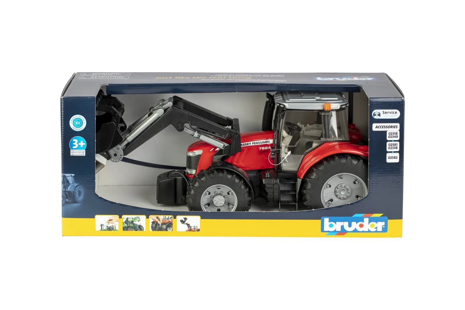 Трактор Massey Ferguson 7624 з переднім наватажувачем 1:16 Bruder 03047 фото 8