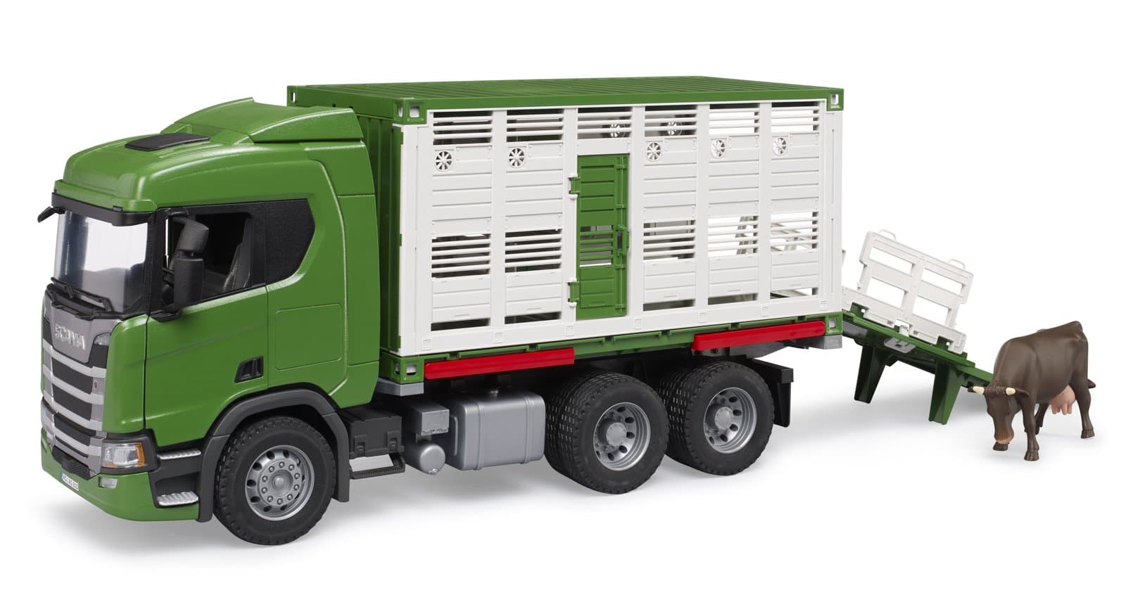 Автомобіль Scania Super 560R для перевезення тварин з коровою 1:16 Bruder 03548