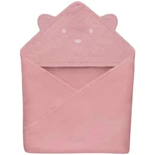 Рушник з капюшоном для купання Lionelo Muslin Hooded Towel Pink Baby 80х80 см LO-MUSLIN HOODED TOWEL PINK BABY фото 2