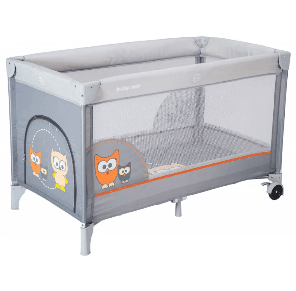 Ліжко-манеж Twins Baby Mix HR-8052 Сова grey 30424