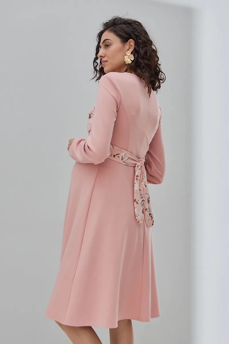 Сукня для вагітних та годування S-XL Юла мама MAGNOLIA DR-30.091 -рожевий фото 9