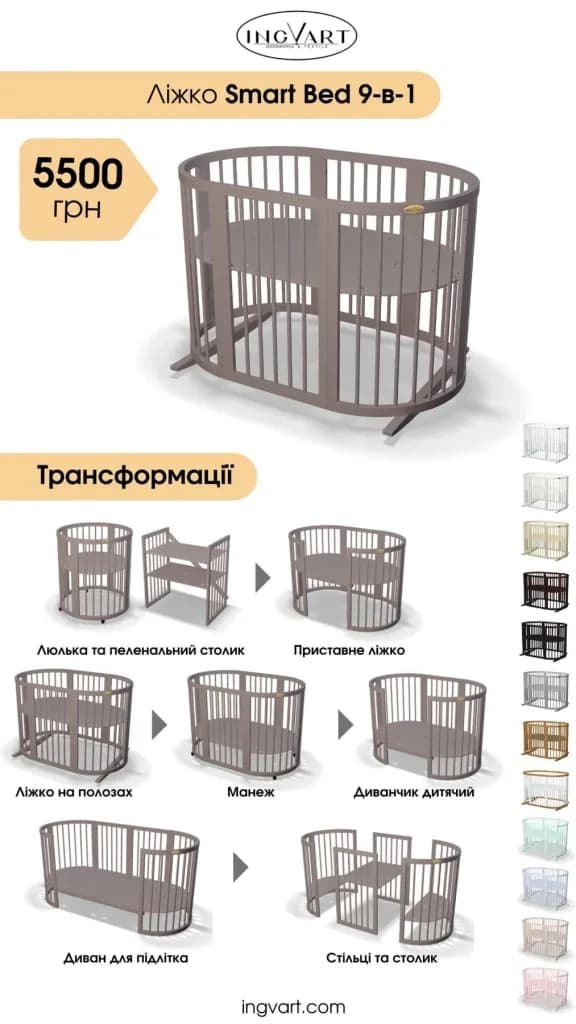 Ліжко-трансформер 9в1 IngVart Smart bed Round зірки 1357001 фото 10