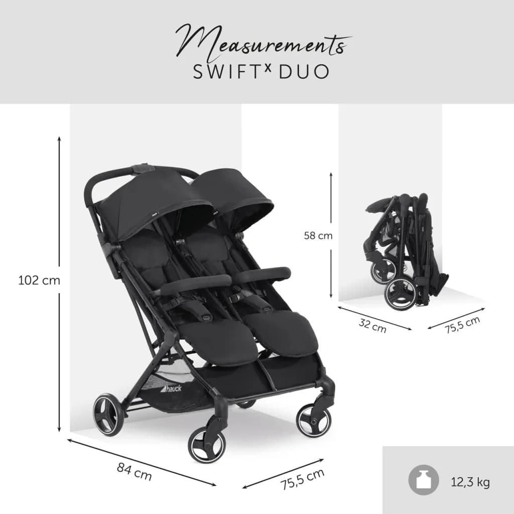 Коляска прогулянкова для двійні Hauck Swift X Duo 50004-0 Black фото 4