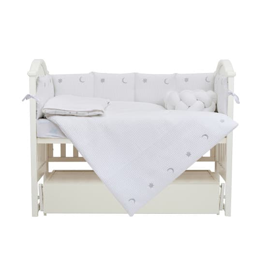 Постільний комплект Twins Cotton 7ел 4077-TCW-01 white/silver