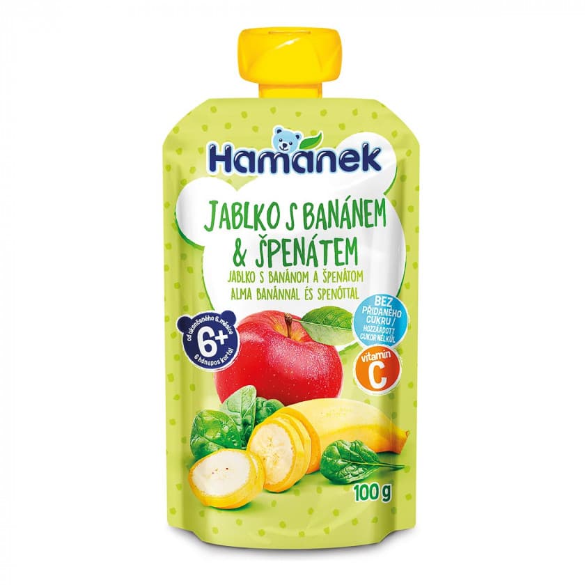 Пюре яблуко, банан, шпинат Hamanek 100г 1215910