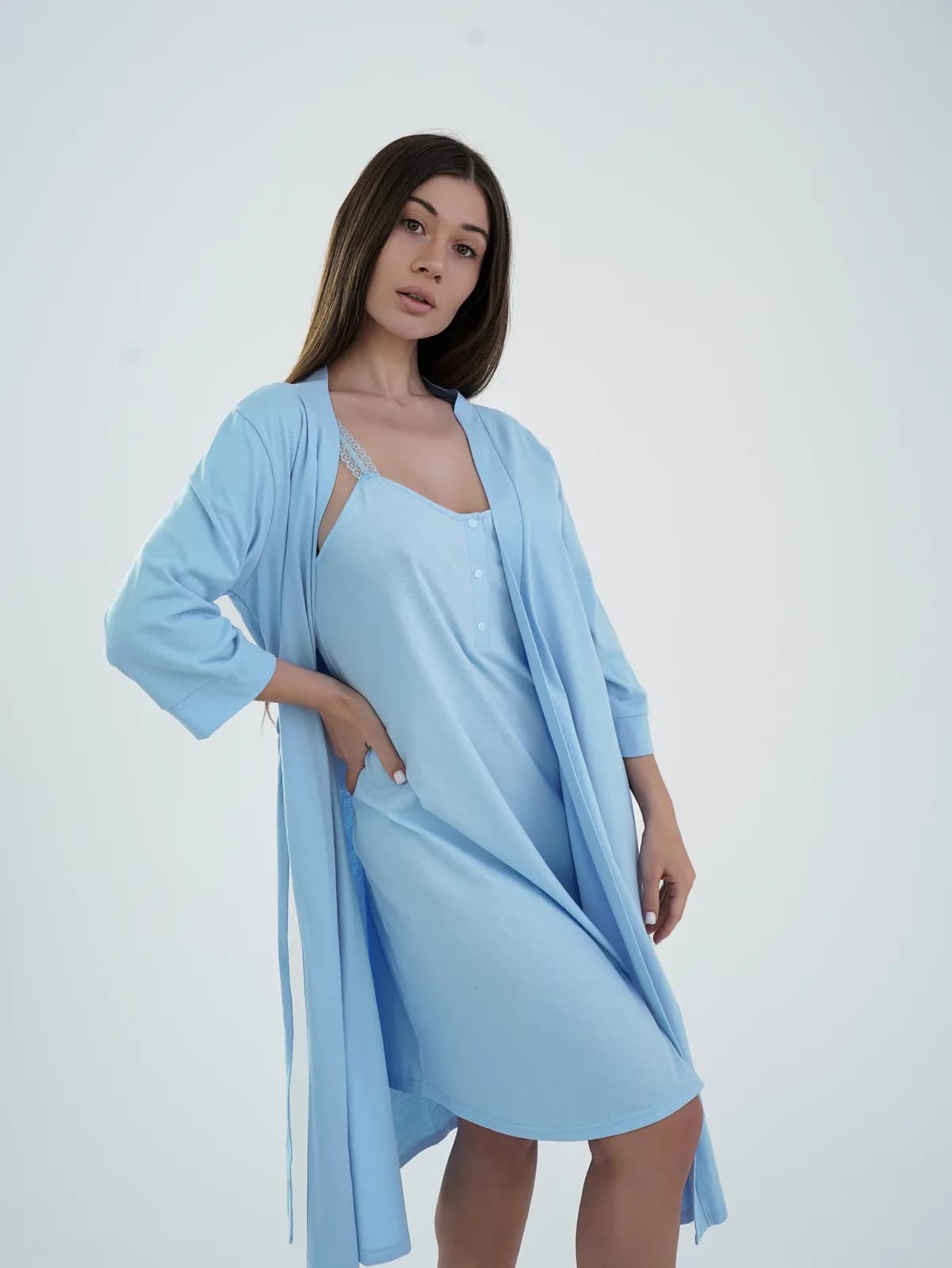 Нічна сорочка з мереживною бретелькою S-XL Мамин Дом 24144 фото 3