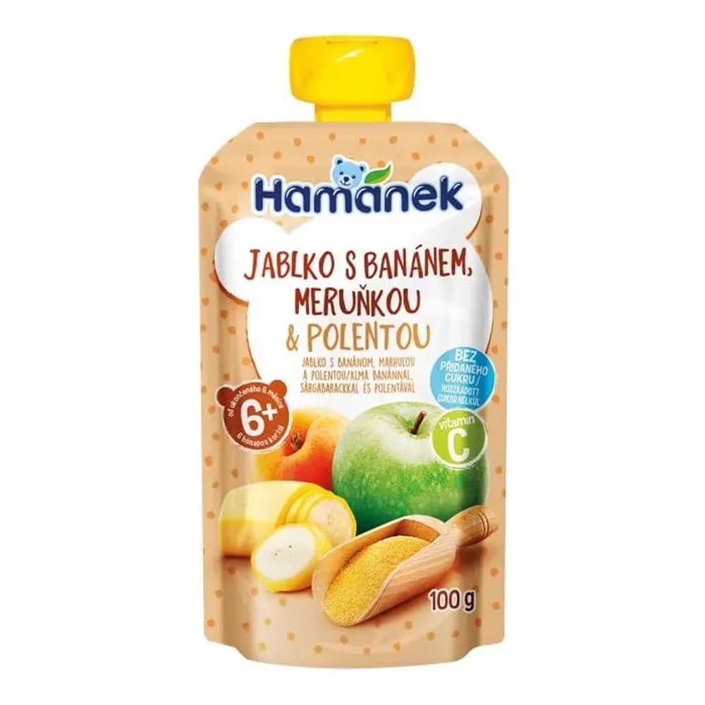Пюре яблуко, банан, абрикос, полента Hamanek 100г 1215915