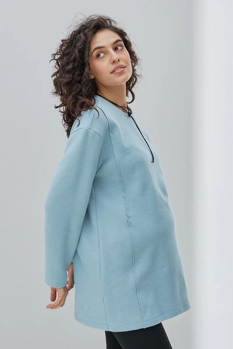 Туніка для вагітних і годування S-XL Юла мама OLIVE TN-43.012 -блакитний фото 5