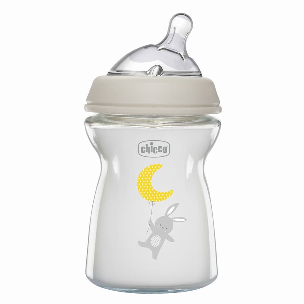 Пляшечка скляна Chicco Natural Feeling 250мл, соска силіконова, повільний потік 0+ 81221.30