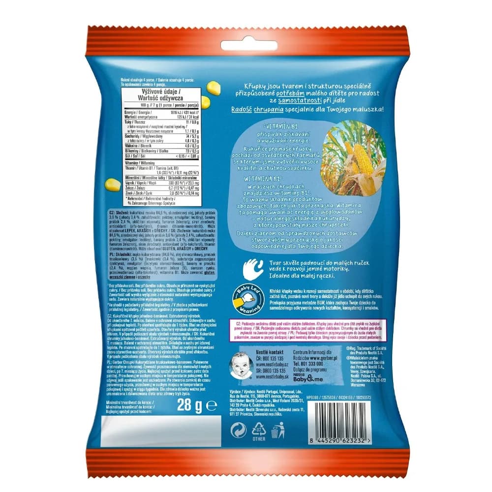 Снеки кукурудзяні з полуницею та бананом Gerber 28г 906232 фото 2