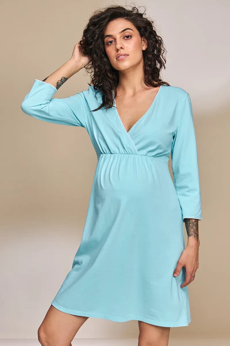 Нiчна сорочка для вагітних та годування S-XL Юла мама ALISA NW-1.5.6 -бірюзовий фото 3