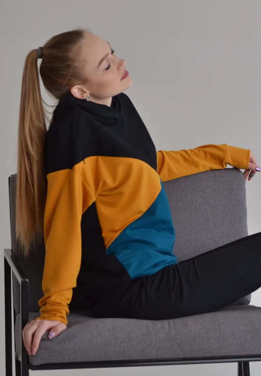 Костюм для вагітних (толстовка+штани) 44-50 Dizhimama KLI-053 -чорний фото 3 Костюм для вагітних (толстовка+штани) 44-50 Dizhimama KLI-053 -чорний фото 3
