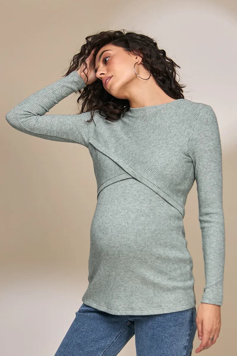 Джемпер для вагітних і годування S-XL Юла мама MELANIA BL-33.021 -зелений фото 3