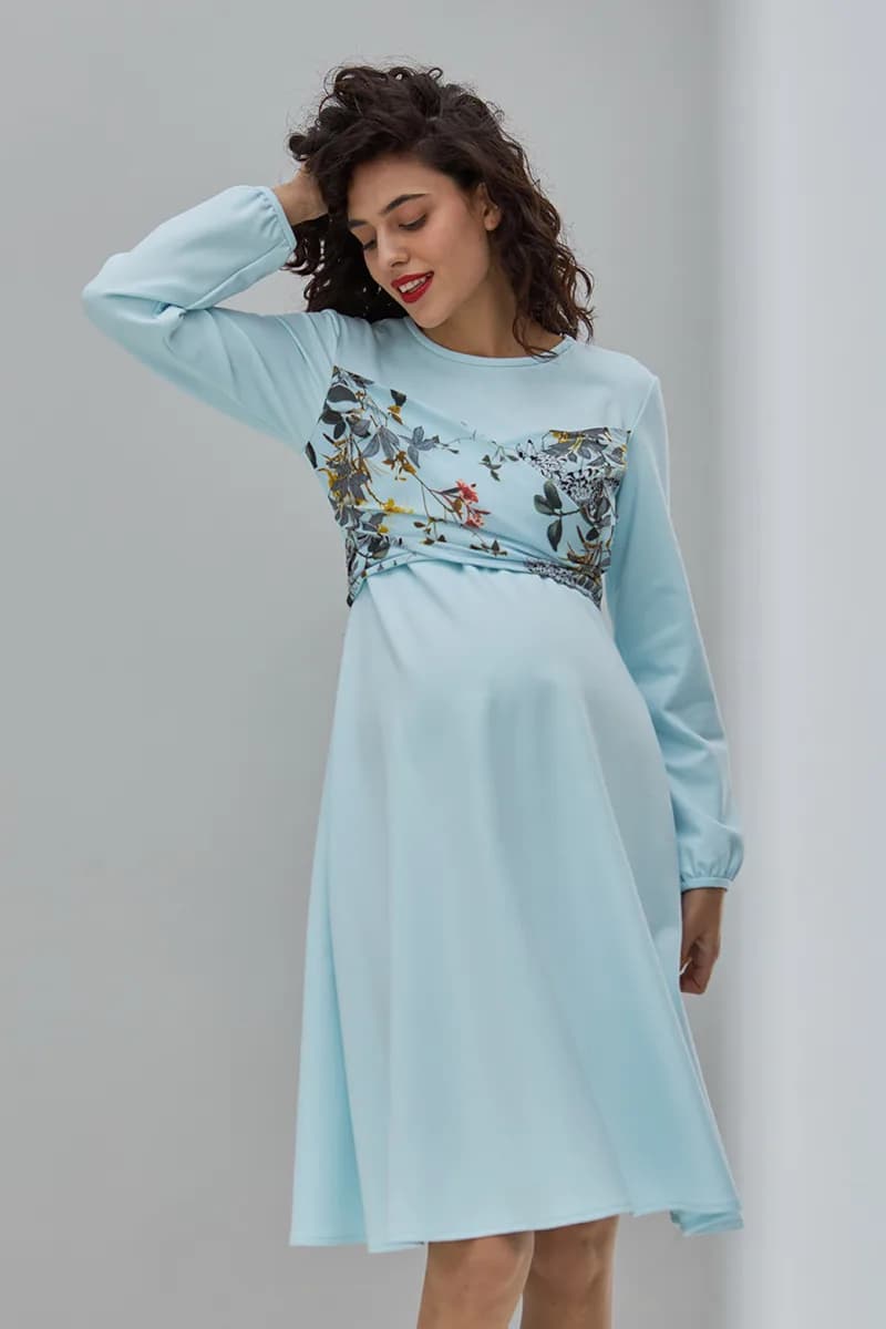 Сукня для вагітних та годування S-XL Юла мама MAGNOLIA DR-30.092 -блакитний фото 5