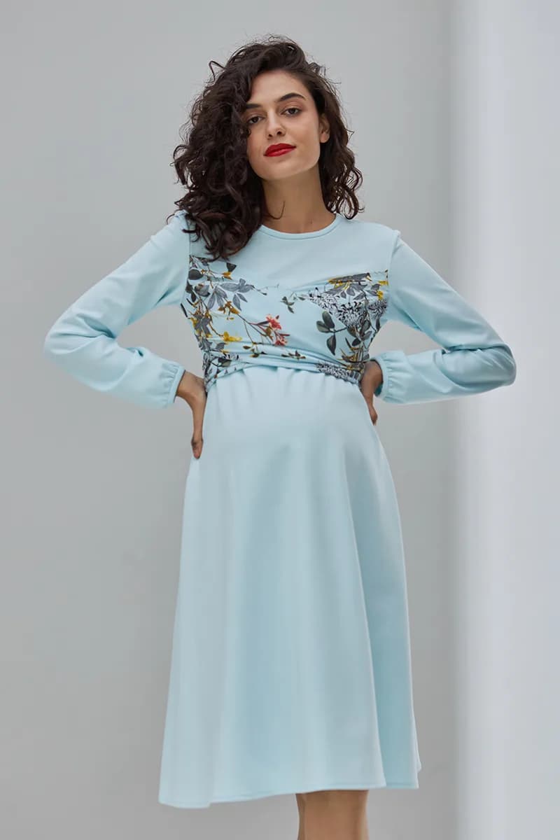 Сукня для вагітних та годування S-XL Юла мама MAGNOLIA DR-30.092 -блакитний фото 6