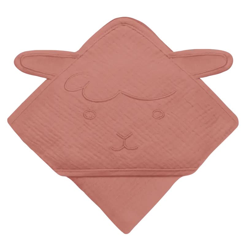 Рушник з капюшоном для купання Lionelo Muslin Hooded Towel Red Coral 80х80 см LO-MUSLIN HOODED TOWEL RED CORAL