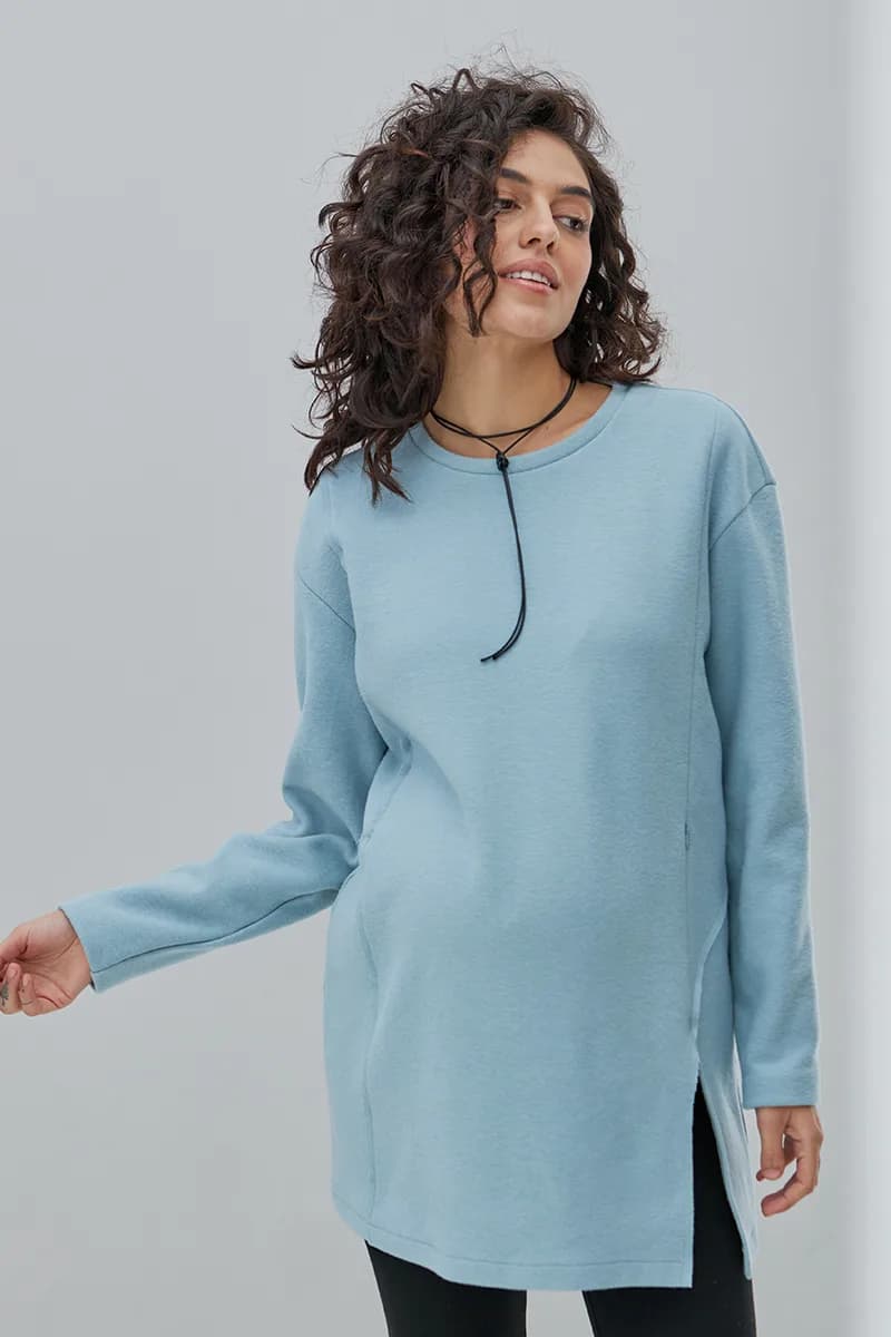Туніка для вагітних і годування S-XL Юла мама OLIVE TN-43.012 -блакитний фото 2