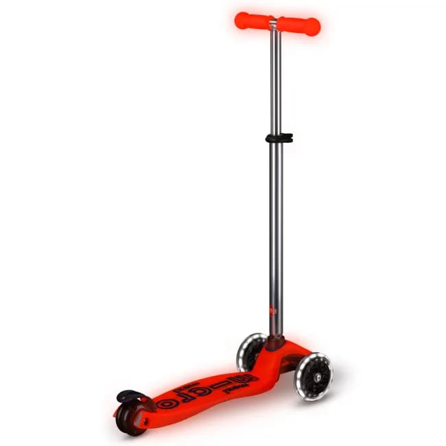 Самокат 3-х колісний Micro Maxi Deluxe Glow LED Red aura MMD368 фото 4