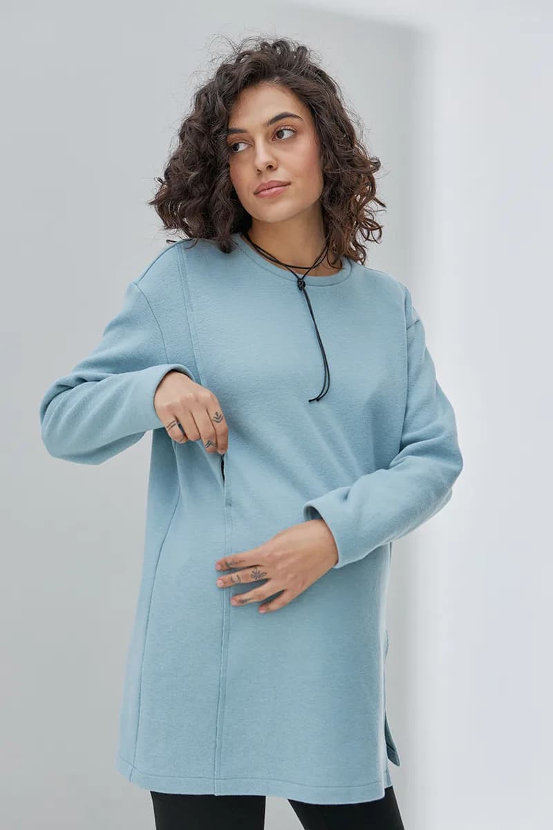 Туніка для вагітних і годування S-XL Юла мама OLIVE TN-43.012 -блакитний фото 4
