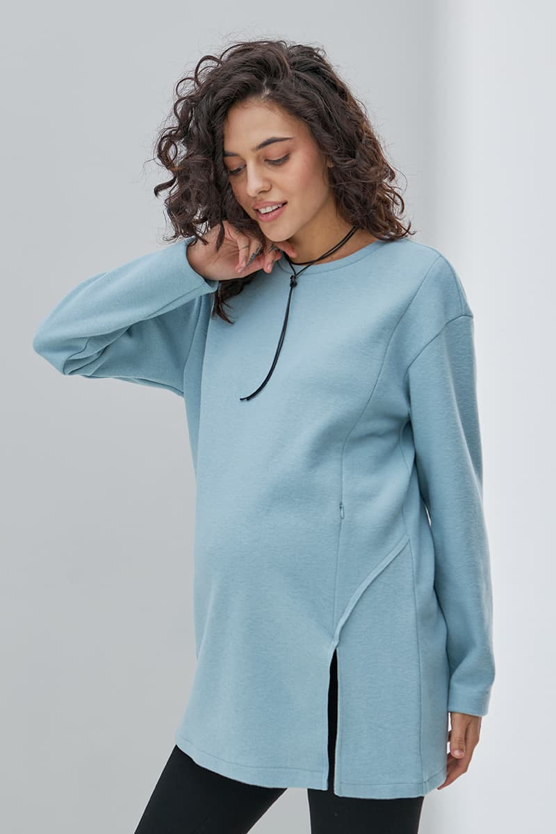 Туніка для вагітних і годування S-XL Юла мама OLIVE TN-43.012 -блакитний