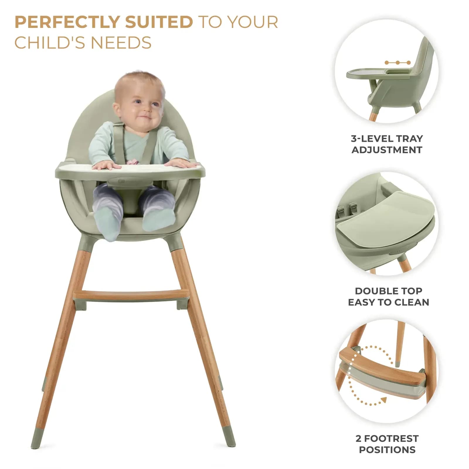 Стільчик для годування Kinderkraft Fini 2 KHFINI02GRY0000 Grey фото 3