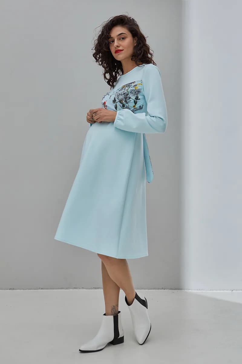 Сукня для вагітних та годування S-XL Юла мама MAGNOLIA DR-30.092 -блакитний фото 4
