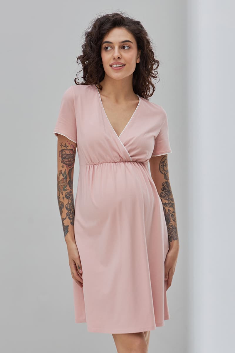 Нiчна сорочка для вагітних та годування S-XL Юла мама ALISA LIGHT NW-1.4.14 -рожевий