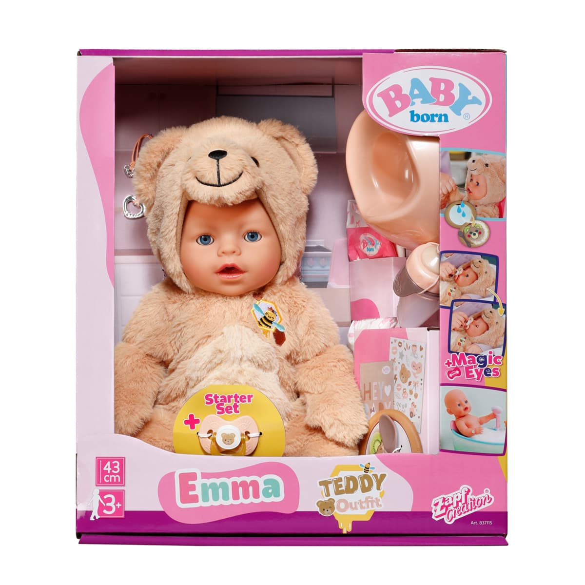 Лялька ZAPF Baby Born Емма у костюмі ведмедика 43см 837115