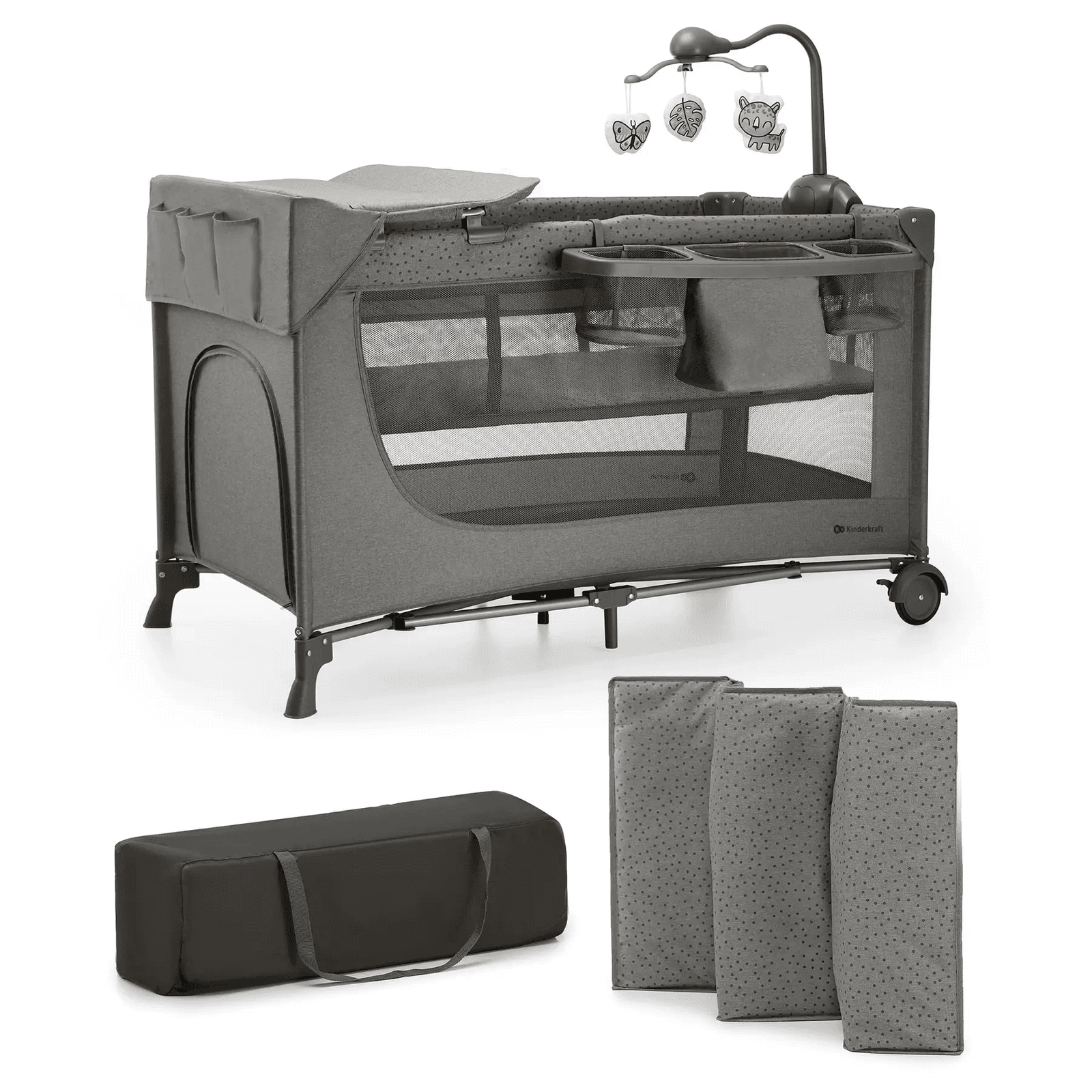 Ліжко-манеж з пеленатором Kinderkraft Joy 2 KLJOY02DGR000AC Dark Grey
