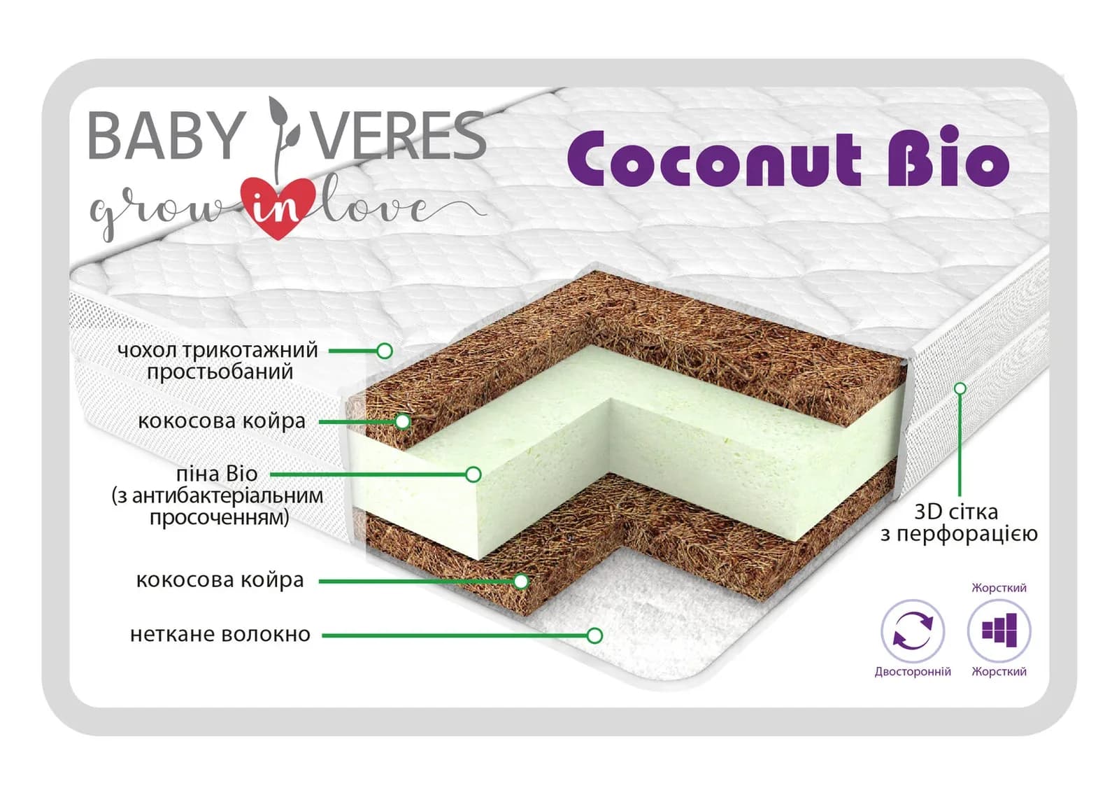 Матрац Верес Coconut bio 120х60х10 см 50.7.08 фото 2