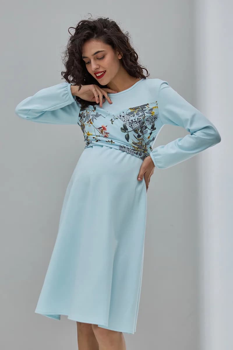 Сукня для вагітних та годування S-XL Юла мама MAGNOLIA DR-30.092 -блакитний фото 7