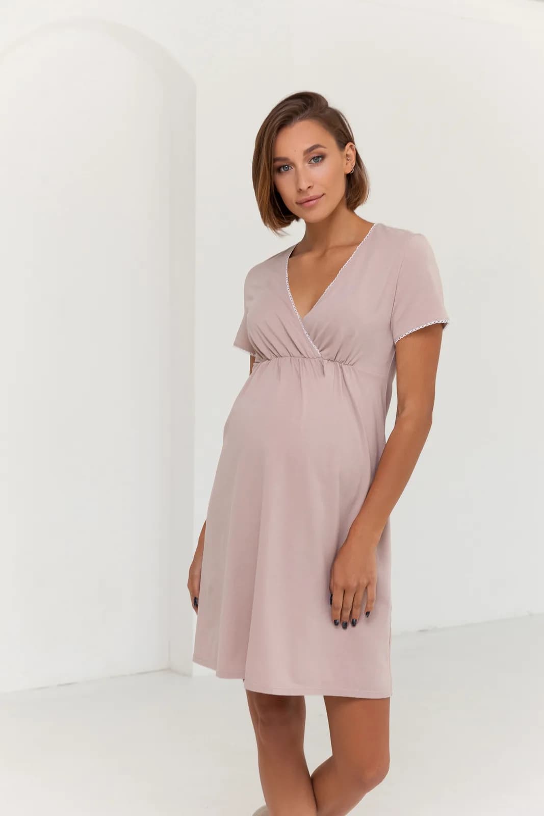 Нiчна сорочка для вагітних та годування XS-XL Юла мама ALISA LIGHT NW-1.4.12 -коричневий фото 5