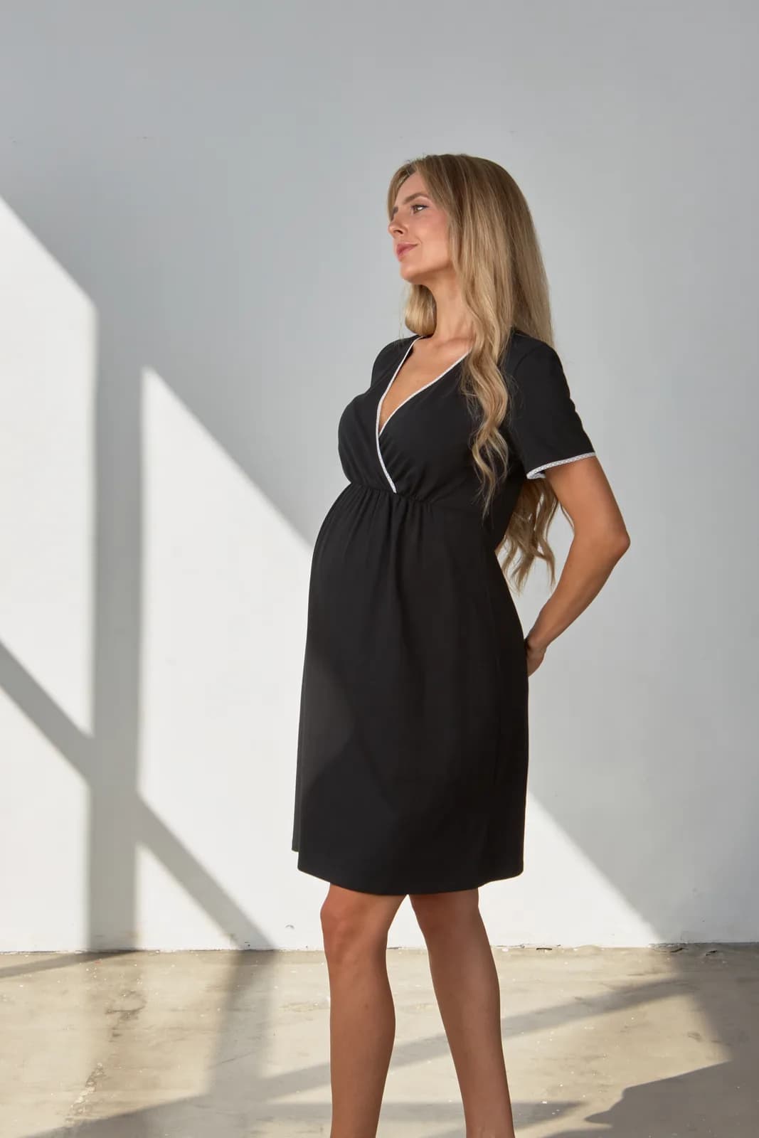 Нiчна сорочка для вагітних та годування Юла мама ALISA LIGHT NW-1.4.15 -чорний фото 3
