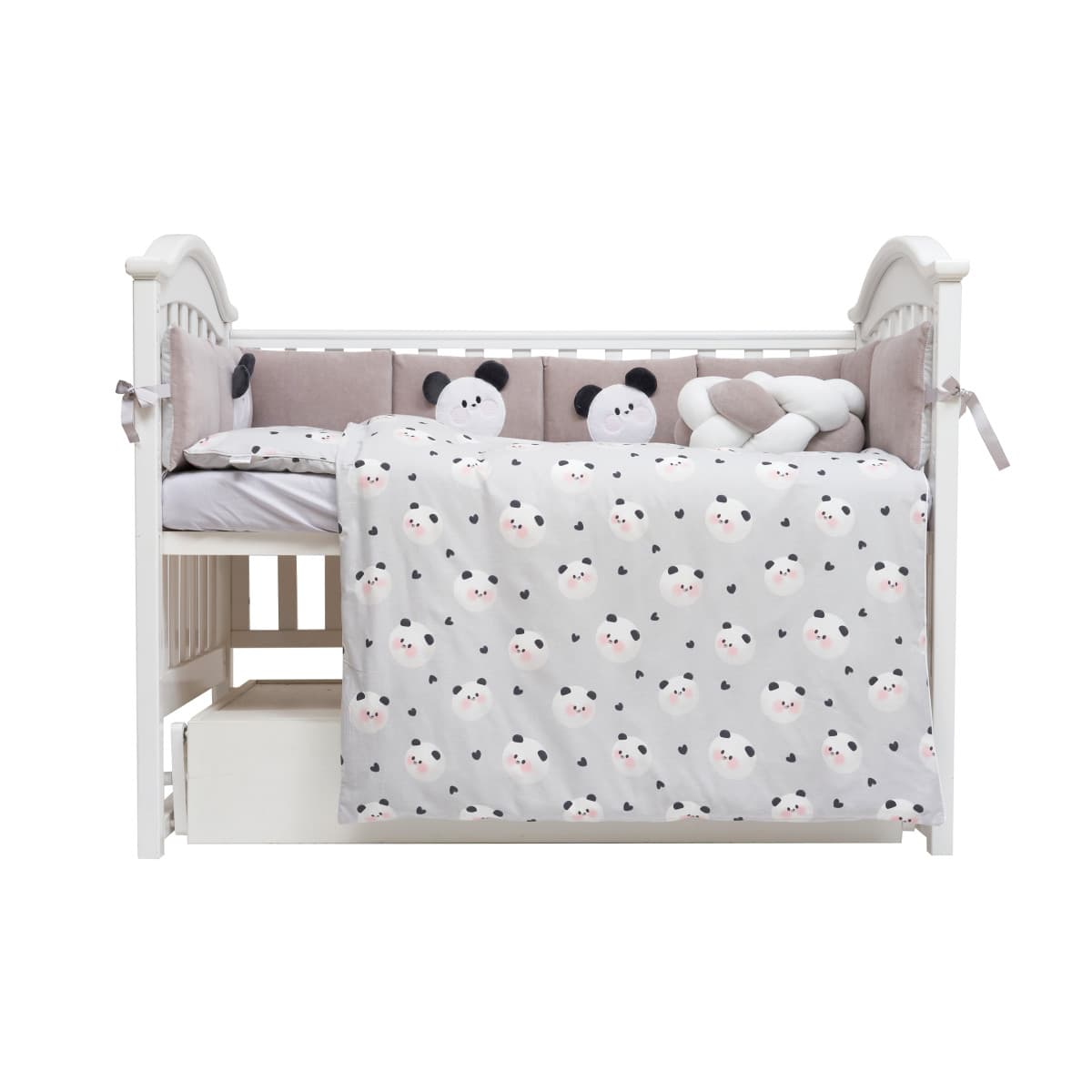 Постільний комплект Twins Panda grey new 7од 4075-TP-10N
