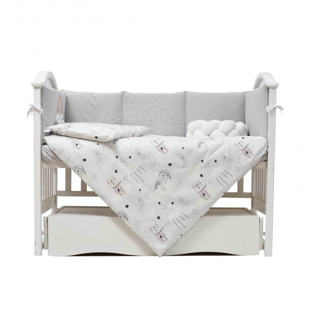 Постільний комплект Twins Fluffy Puffy grey 7од 4076-TFP-10