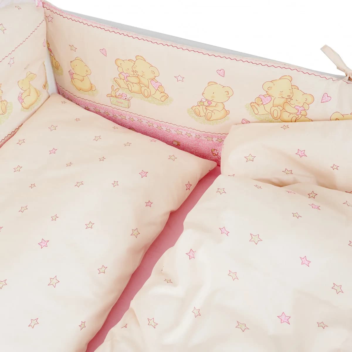 Бампер Twins Comfort 2051-С-016 Ведмедики з зіркою рожеві фото 2
