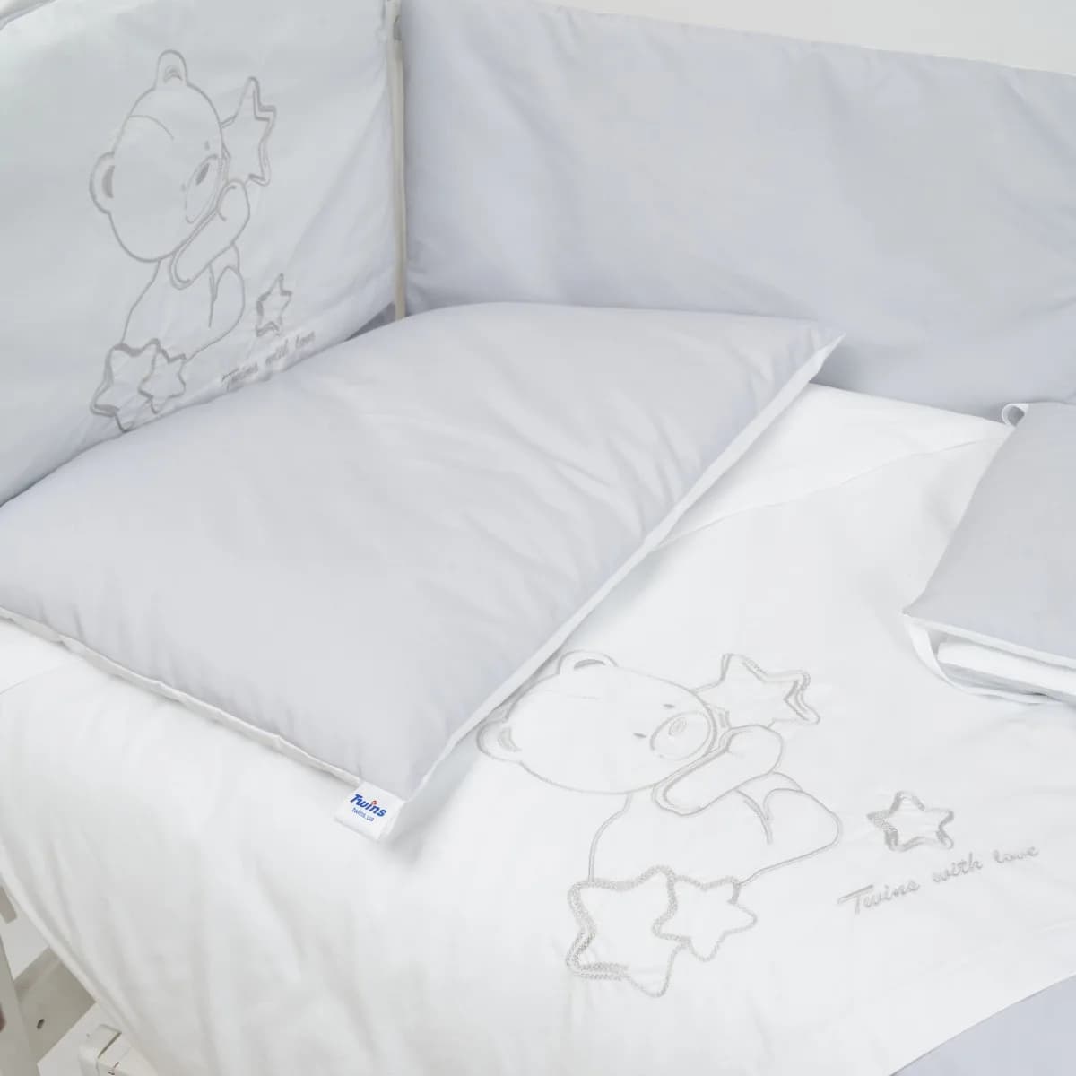Постільний комплект Twins Dolce Loving bear white/grey 7од 4075-DLB-10 фото 3