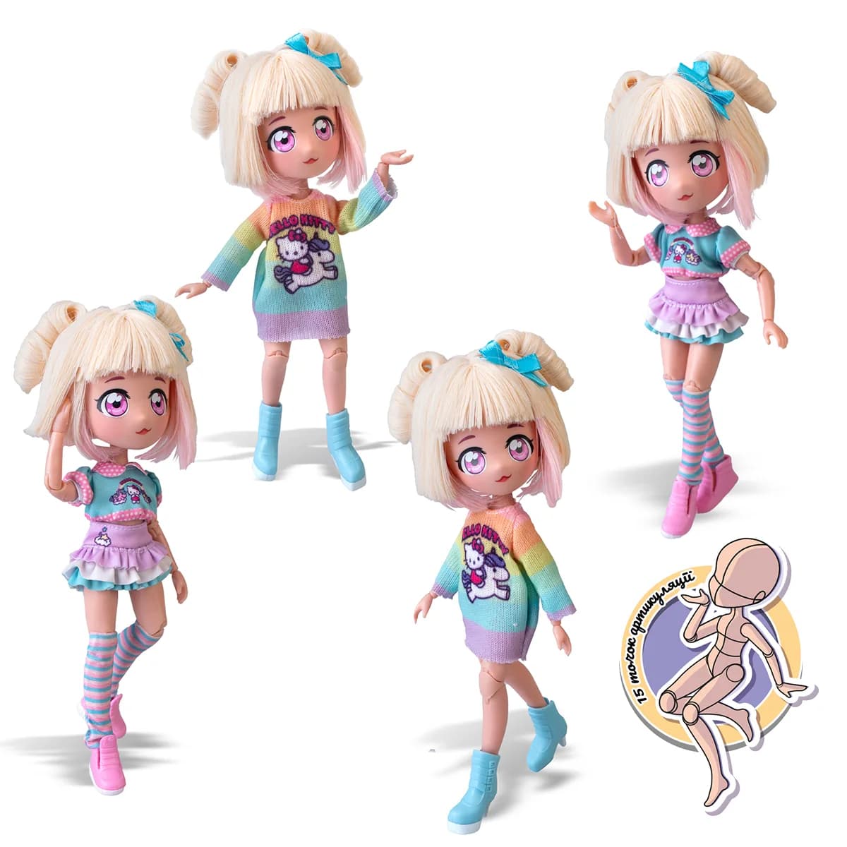 Лялька 4SF Manga Dolls Hello Kitty Стильна Цукерка-єдиноріг HKTF2000 фото 4