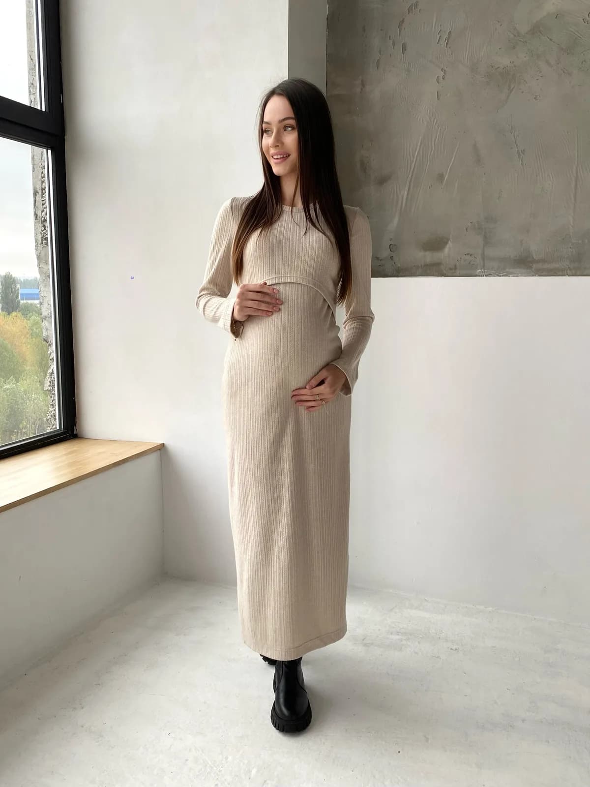 Сукня для вігітних і годування Dianora 2358 1748 -бежевий фото 3