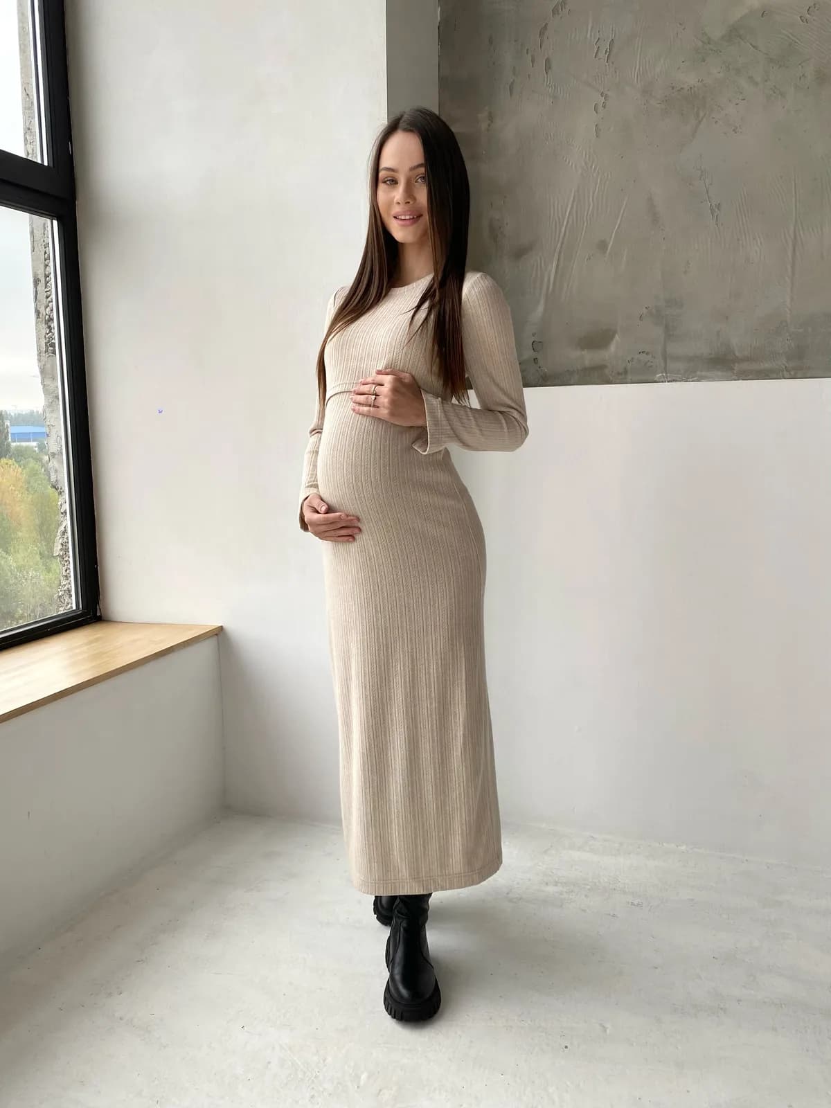 Сукня для вігітних і годування Dianora 2358 1748 -бежевий фото 4