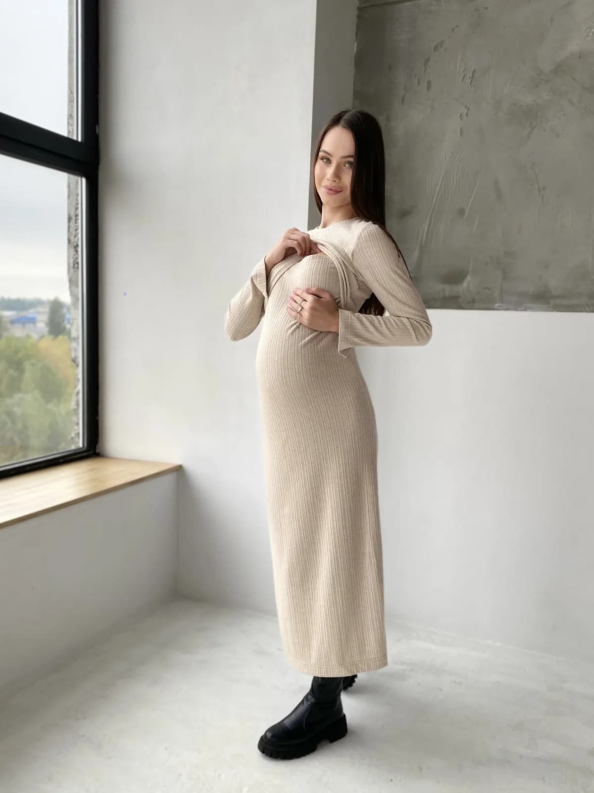 Сукня для вігітних і годування Dianora 2358 1748 -бежевий фото 5