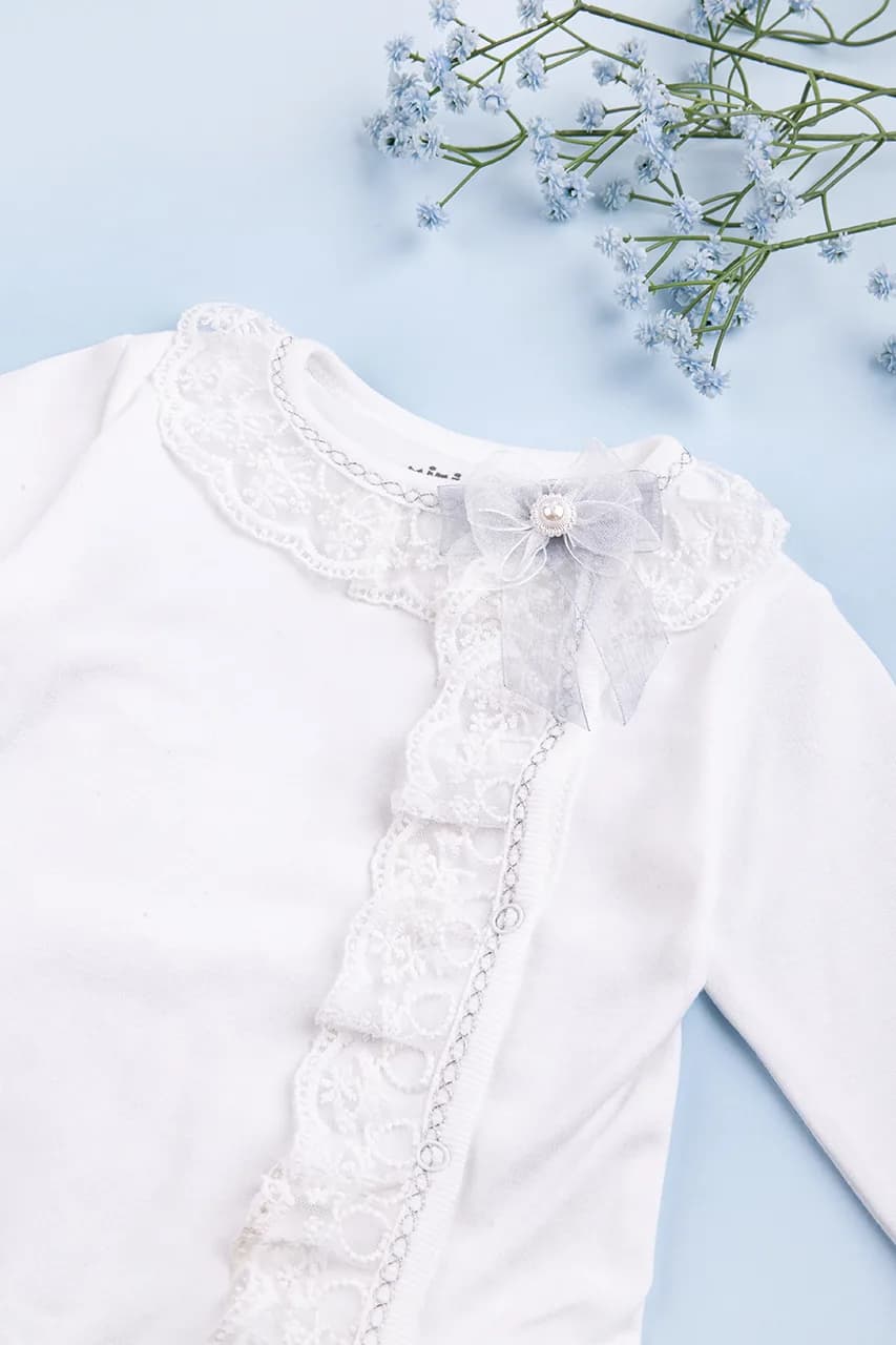 Комбінезон+пов'язка для виписки 0-6 Mini born 2202-молочний фото 3