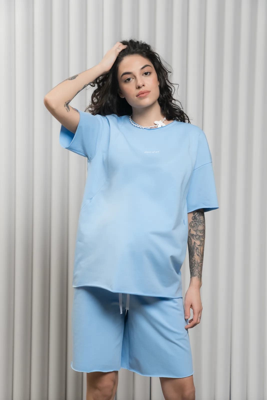 Костюм (футболка+шорти) Юла мама MIKAELA ST-24.012 блакитний фото 7