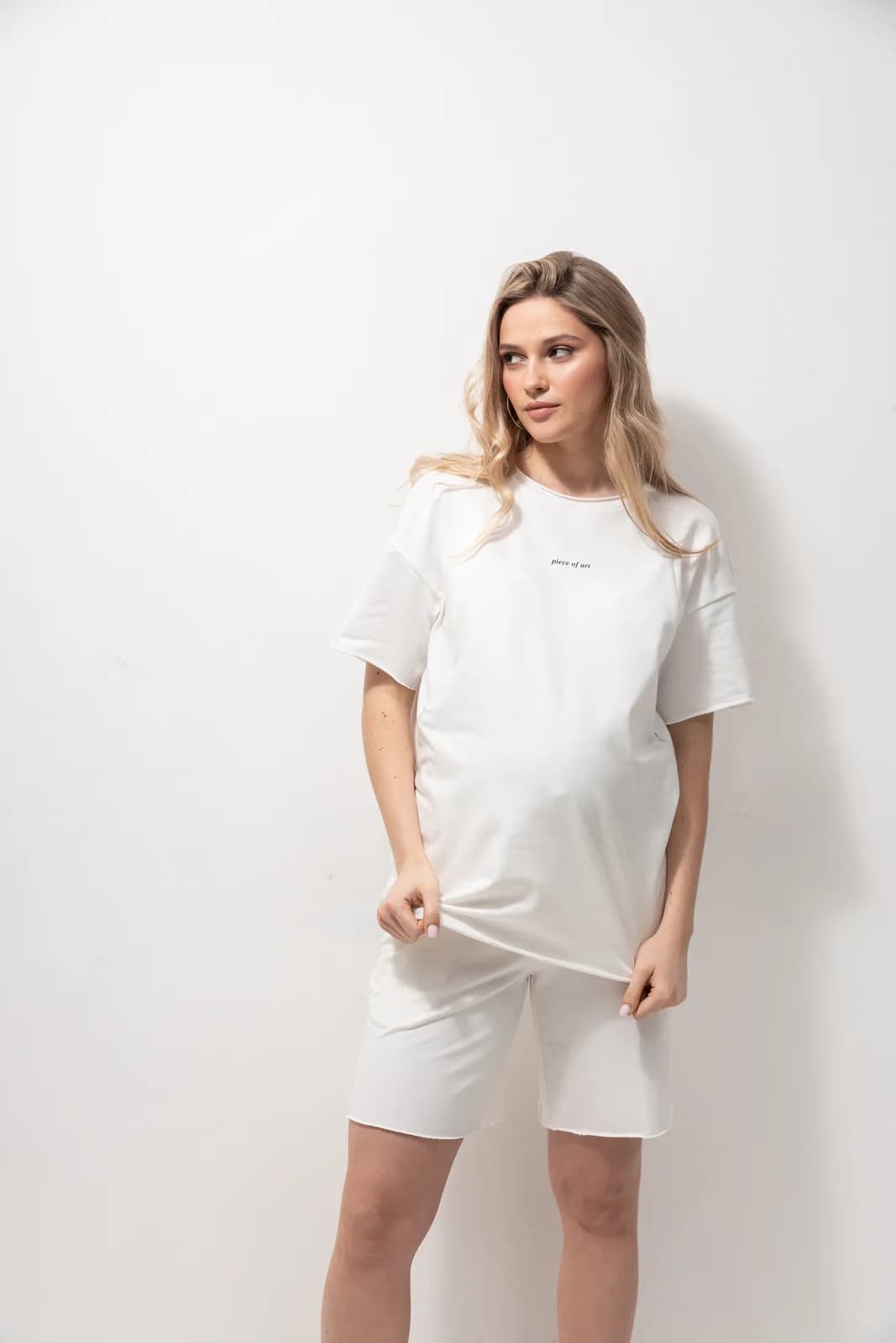 Костюм (футболка+шорти) Юла мама MIKAELA ST-24.011 молочний фото 2