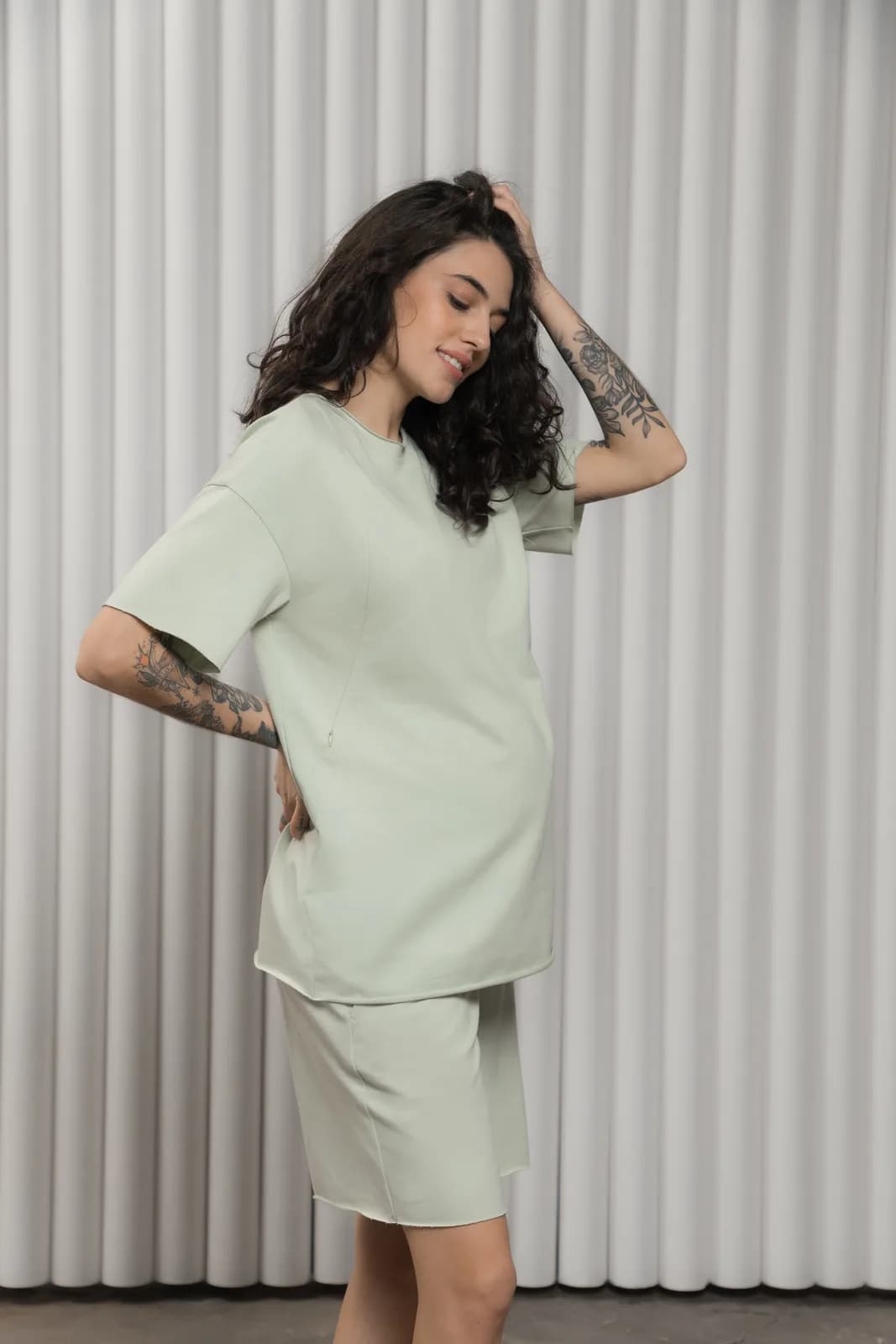 Костюм (футболка+шорти) Юла мама MIKAELA ST-24.013 зелений фото 7