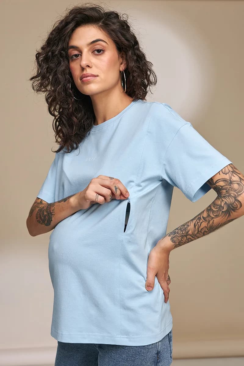 Футболка для вагітних і годування Юла мама Muse NR-33.013 -блакитний фото 4