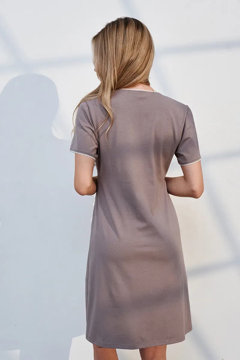 Нiчна сорочка для вагітних та годування S-XL Юла мама ALISA LIGHT NW-1.4.16 -бежевий фото 3