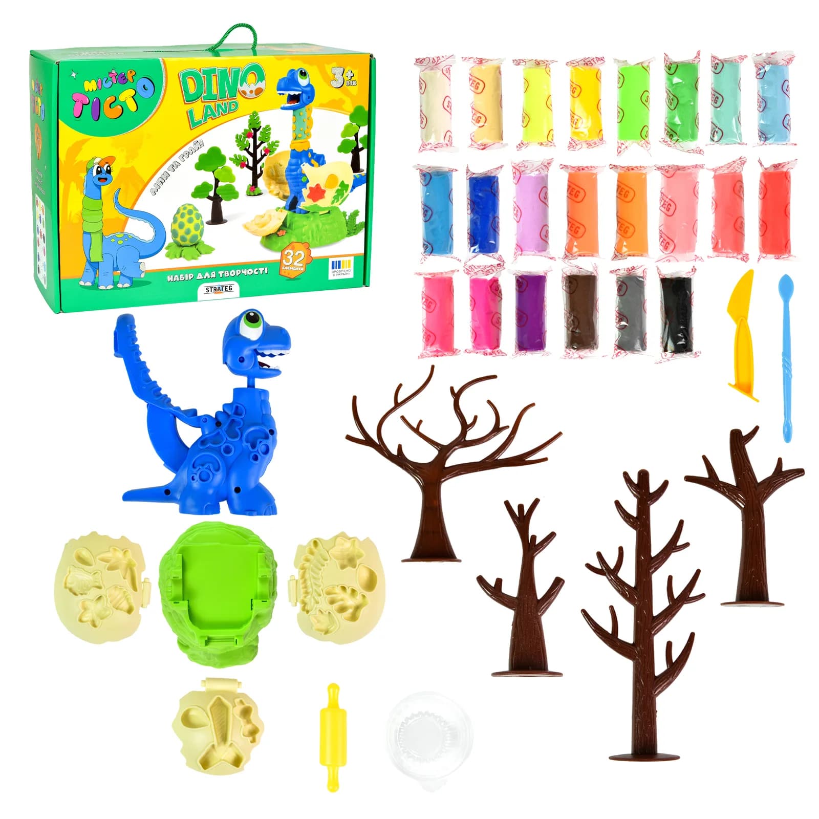 Набір для ліплення Strateg Містер тісто Dino Land 41035 фото 2